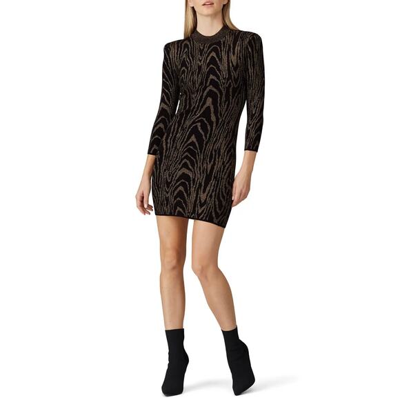 A.L.C. Dresses & Skirts - A.L.C Ziggy Glittery Mock Neck Knit Sweater Dress Size XS Black Gold